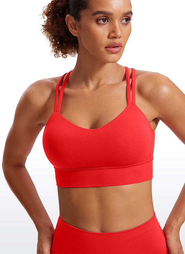 CRZ YOGA Womens Butterluxe Strappy Longline Criss Cross Molded Cup Bra Dark Forest Green