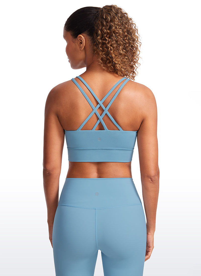 CRZ YOGA Womens Butterluxe Strappy Longline Criss Cross Molded Cup Bra Pure Blue @model_info:GI