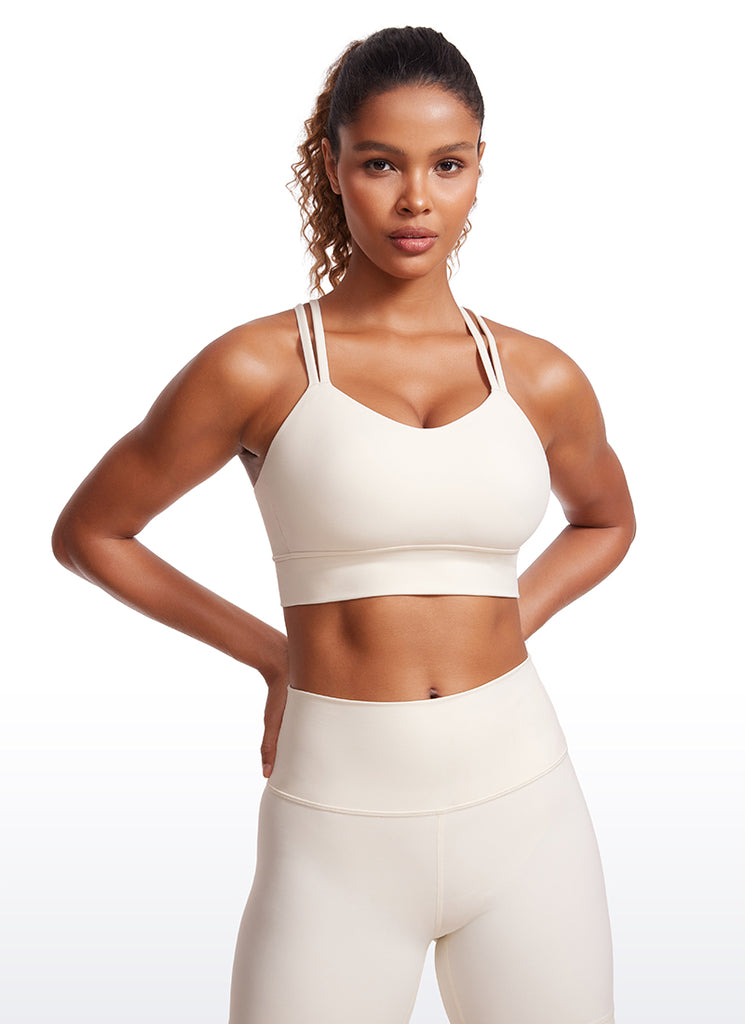 CRZ YOGA Womens Butterluxe Strappy Longline Criss Cross Molded Cup Bra True Navy