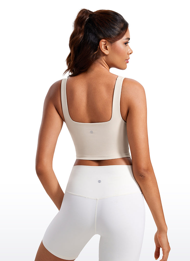 CRZ YOGA Women's Yoga Low Impact Butterluxe Longline Bra Square Neck Borealis Green