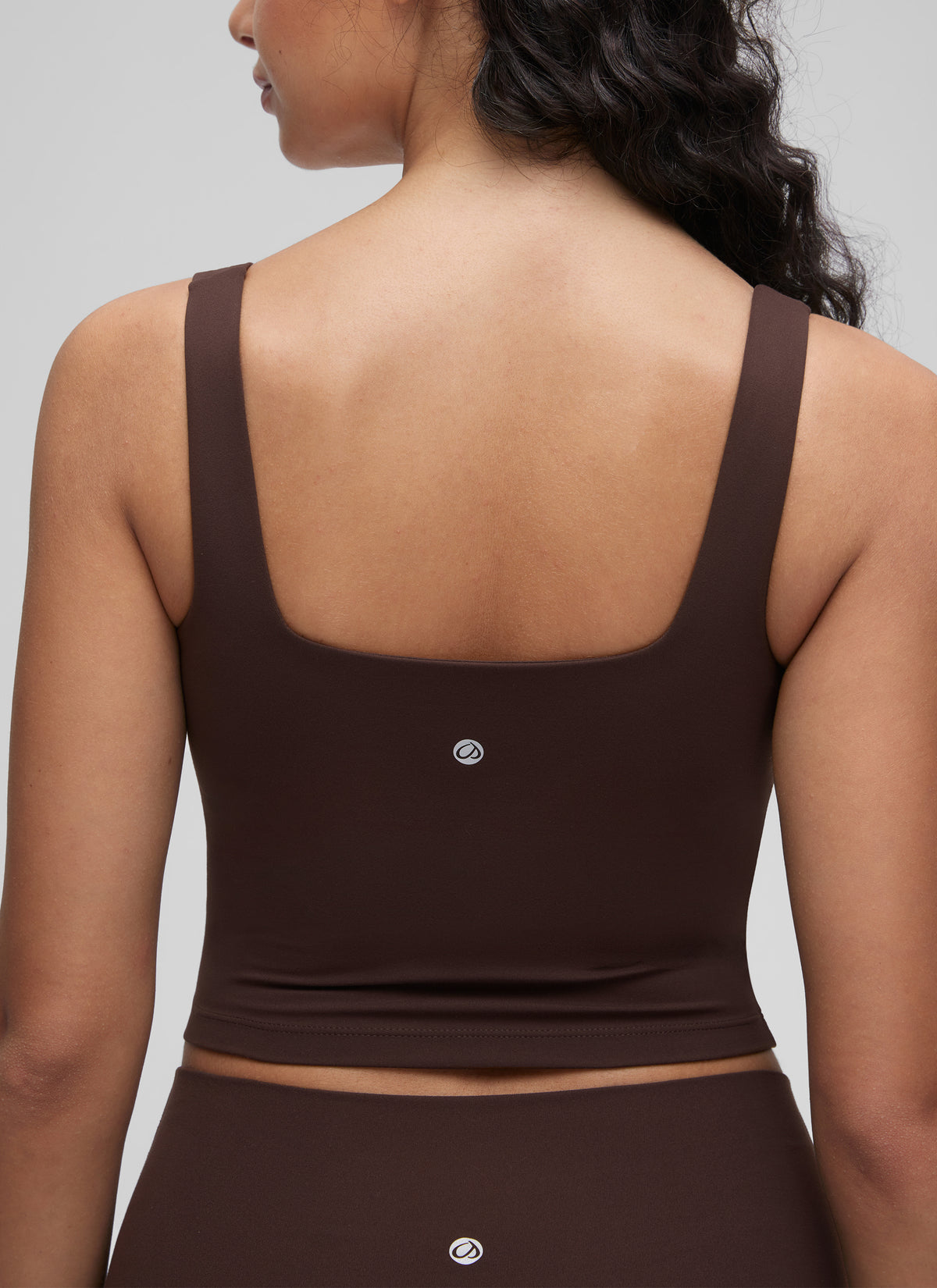 CRZ YOGA Women's Yoga Low Impact Butterluxe Longline Bra Square Neck Hot Fudge Brown @model_info:Anano