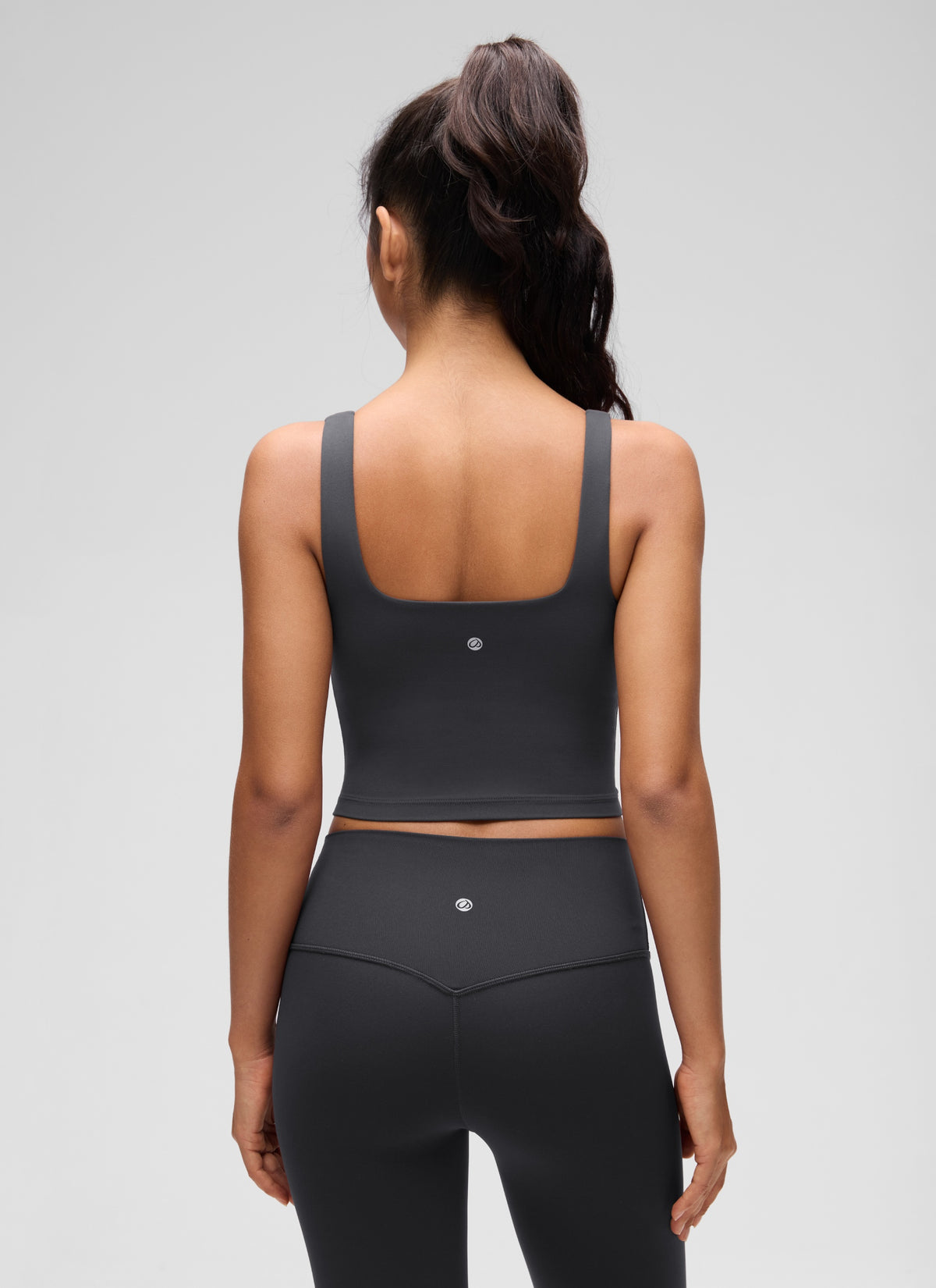 CRZ YOGA Women's Yoga Low Impact Butterluxe Longline Bra Square Neck Mysterious Grey @model_info:Liss