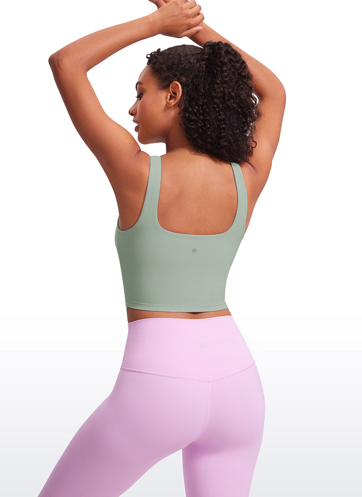 CRZ YOGA Women's Yoga Low Impact Butterluxe Longline Bra Square Neck Mysterious Grey