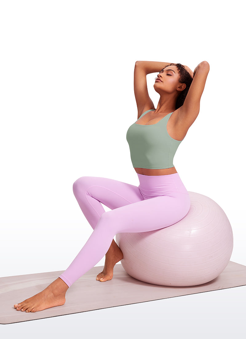 CRZ YOGA Women's Yoga Low Impact Butterluxe Longline Bra Square Neck Green Palm Court @model_info:Lais