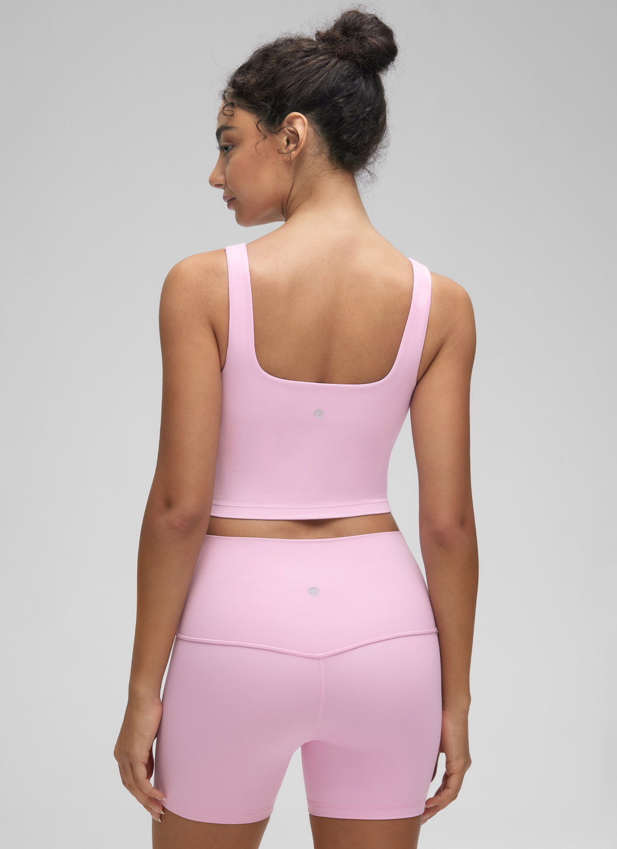 CRZ YOGA Women's Yoga Low Impact Butterluxe Longline Bra Square Neck Vita Pink @model_info:Anano