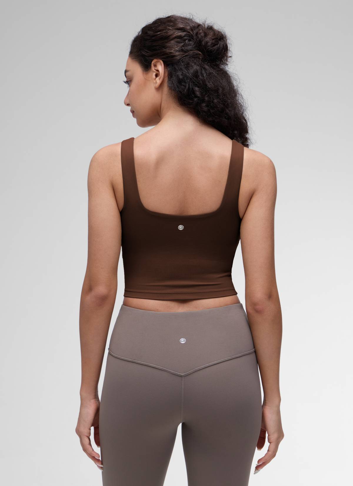 CRZ YOGA Women's Yoga Low Impact Butterluxe Longline Bra Square Neck Lava Brown @model_info:Anano