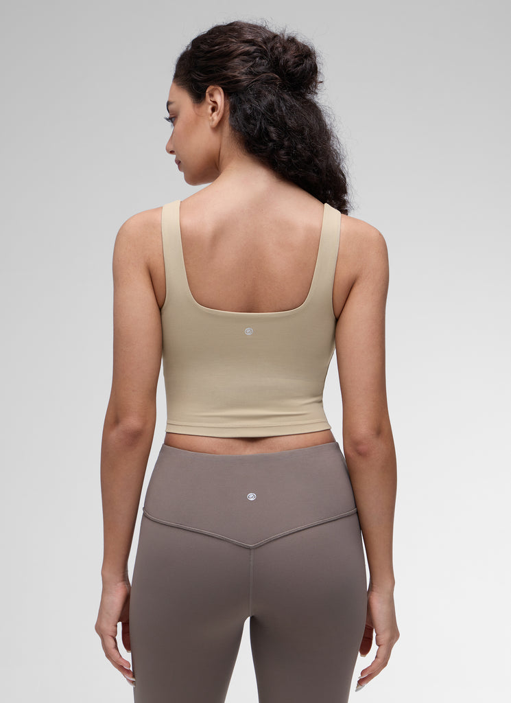CRZ YOGA Women's Yoga Low Impact Butterluxe Longline Bra Square Neck Vita Pink