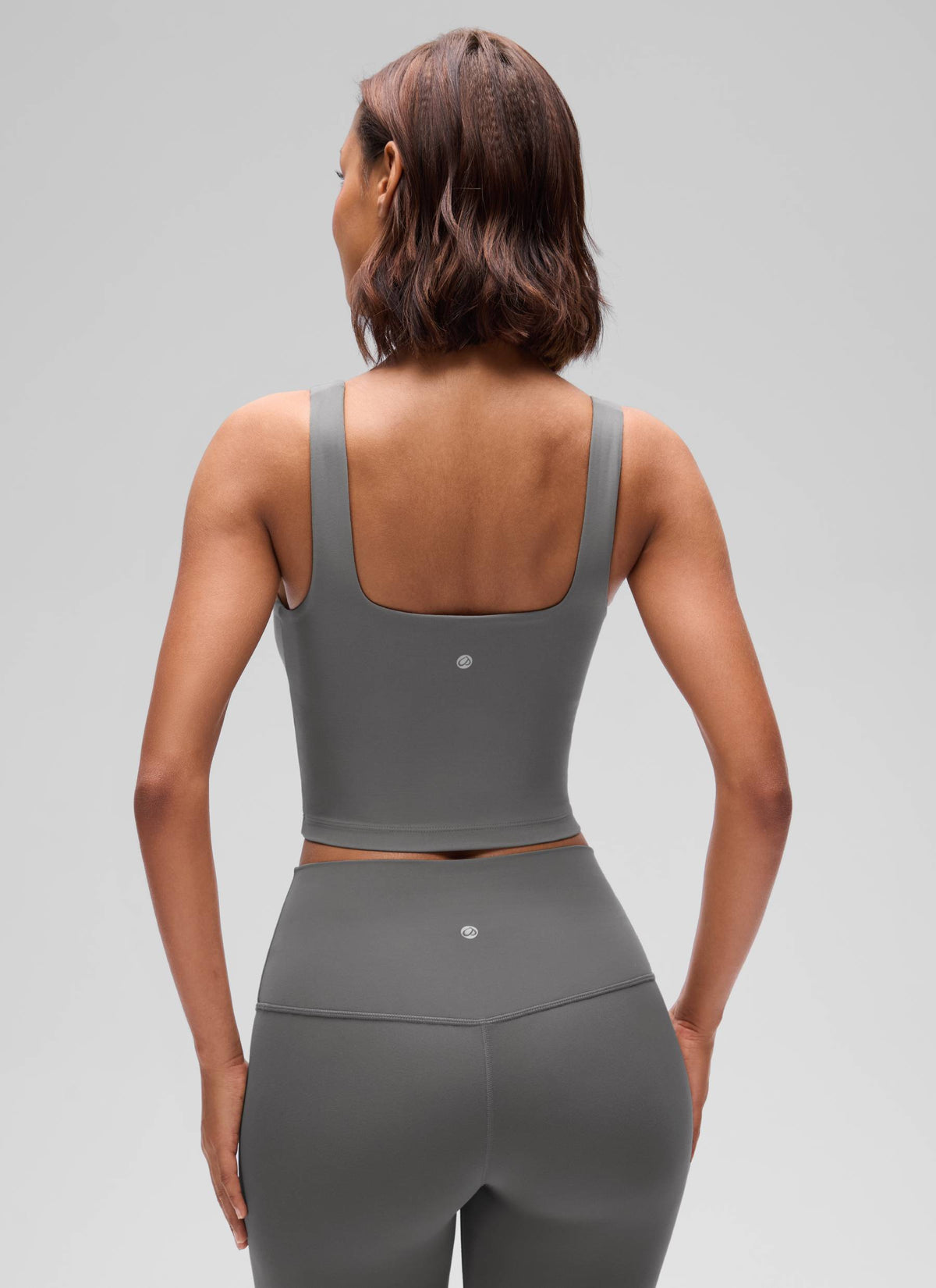 CRZ YOGA Women's Yoga Low Impact Butterluxe Longline Bra Square Neck Ash Grey @model_info:Tati