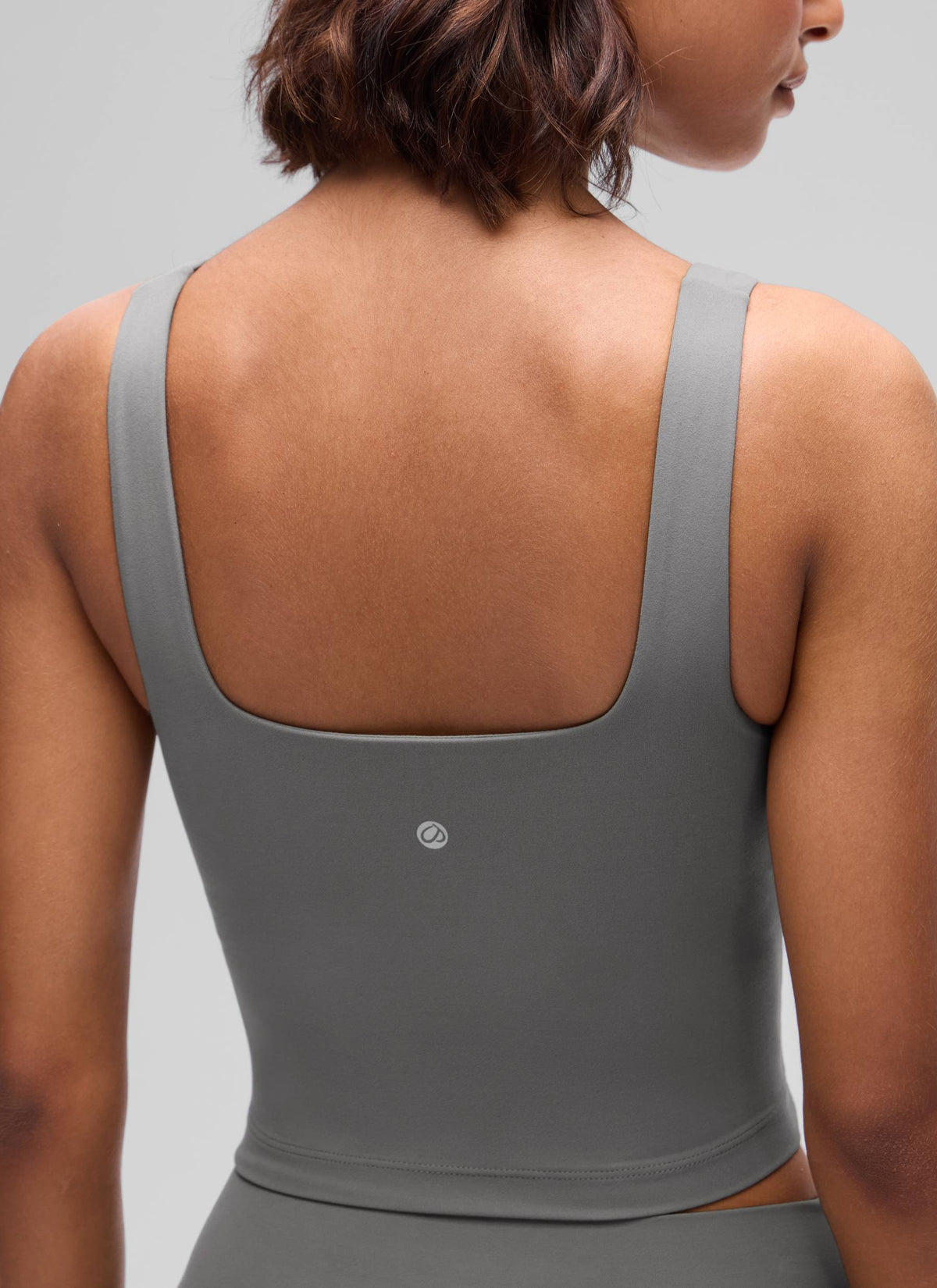 CRZ YOGA Women's Yoga Low Impact Butterluxe Longline Bra Square Neck Ash Grey @model_info:Tati
