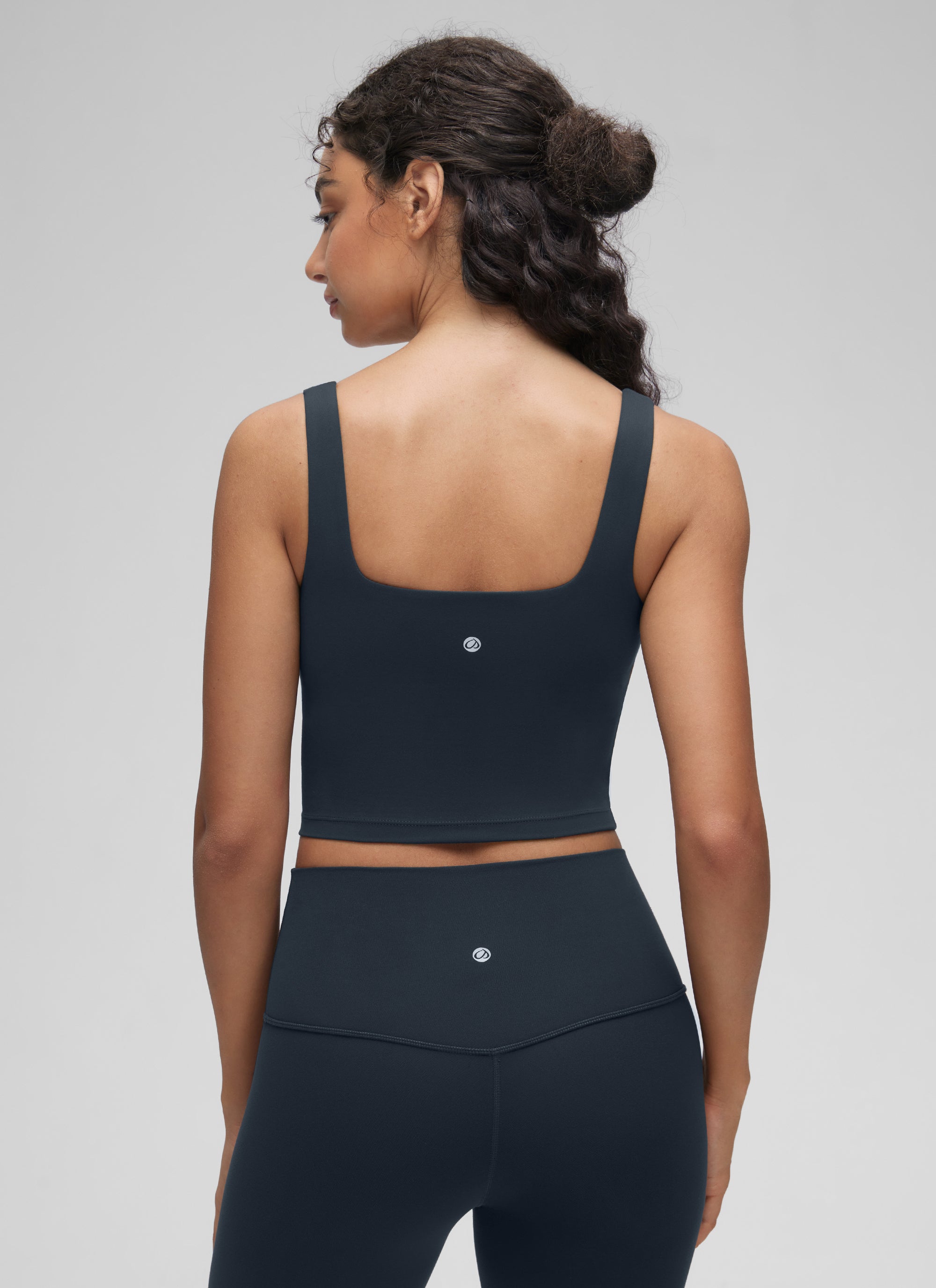 CRZ YOGA Women's Yoga Low Impact Butterluxe Longline Bra Square Neck True Navy @model_info:Anano