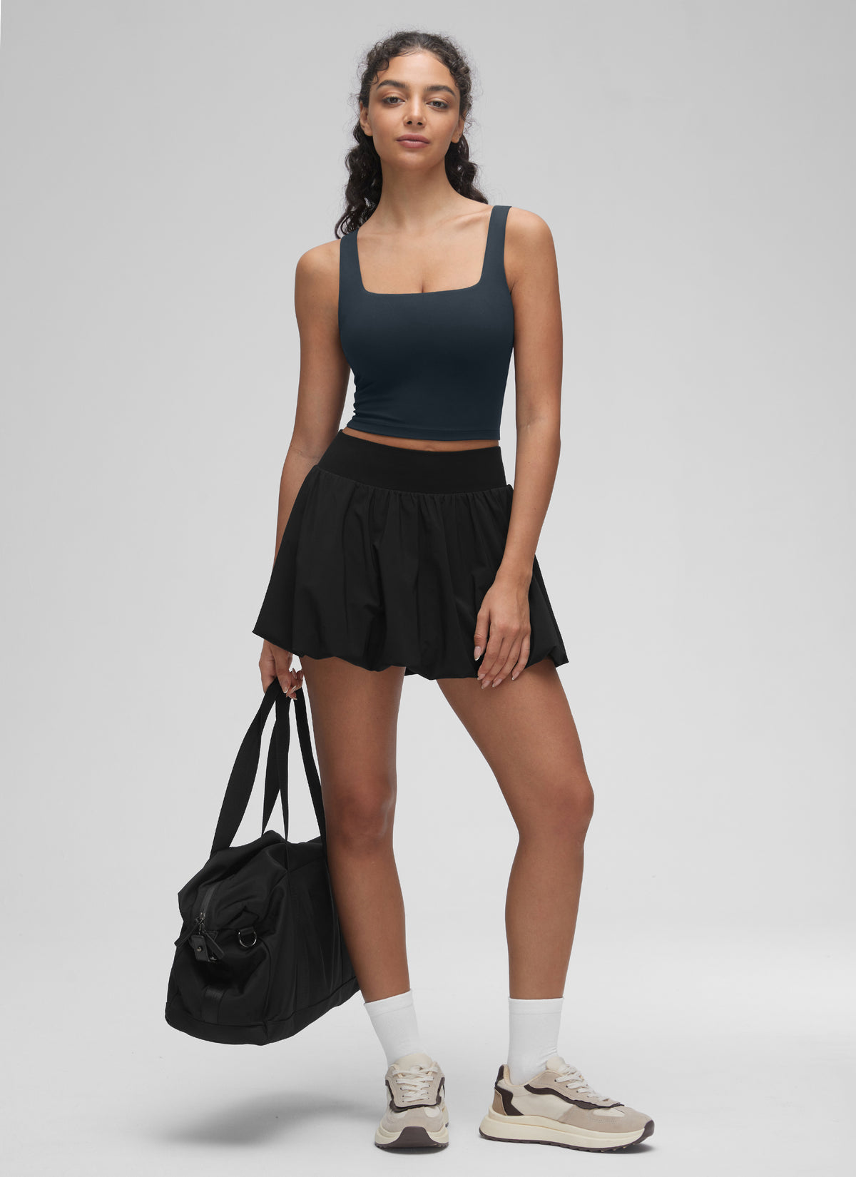 CRZ YOGA Women's Yoga Low Impact Butterluxe Longline Bra Square Neck True Navy @model_info:Anano