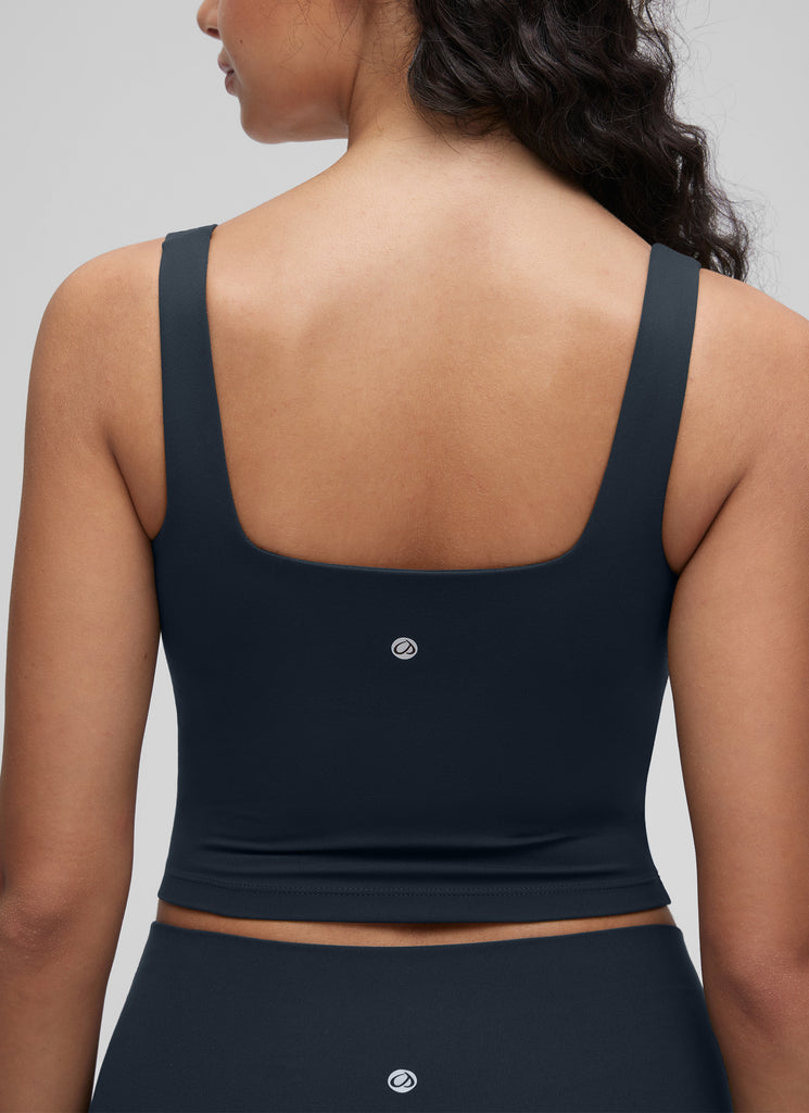 CRZ YOGA Women's Yoga Low Impact Butterluxe Longline Bra Square Neck Olive Green