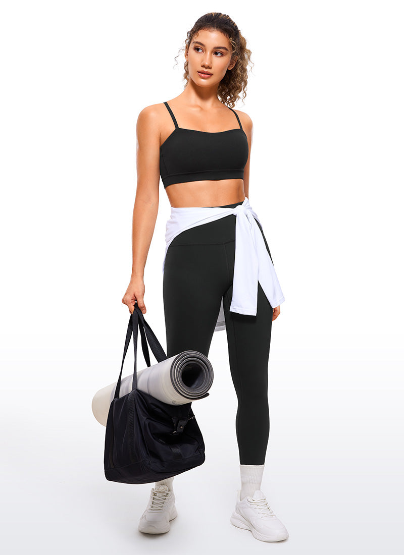 CRZ YOGA Womens Butterluxe  Adjustable Spaghetti Thin Strap Sports Bra Black @model_info:nikki