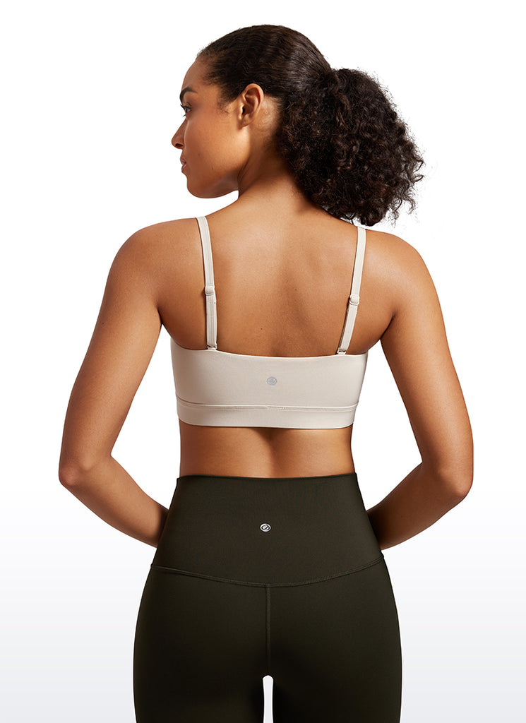 CRZ YOGA Womens Butterluxe  Adjustable Spaghetti Thin Strap Sports Bra Melanite