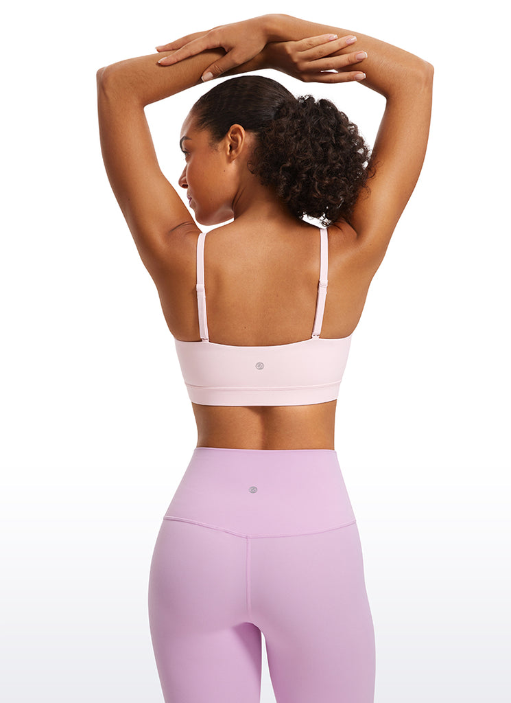 CRZ YOGA Womens Butterluxe  Adjustable Spaghetti Thin Strap Sports Bra Mojave Tan