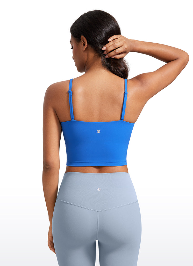 CRZ YOGA Womens Butterluxe Longline Adjustable Thin Strap Sports Bra Sparkle Blue
