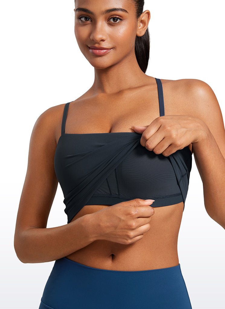 CRZ YOGA Womens Butterluxe Longline Adjustable Thin Strap Sports Bra True Navy