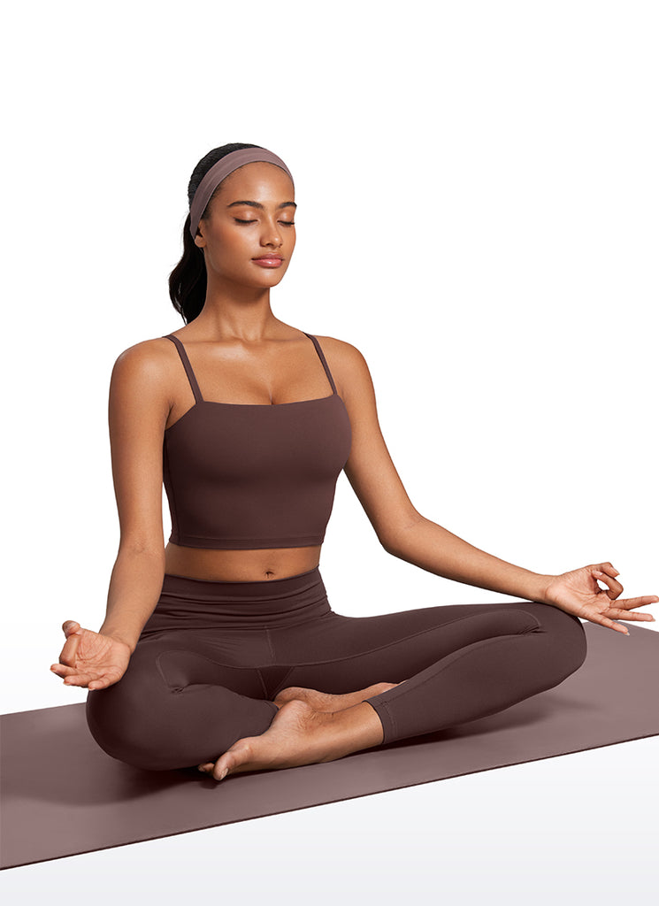 CRZ YOGA Womens Butterluxe Longline Adjustable Thin Strap Sports Bra True Navy