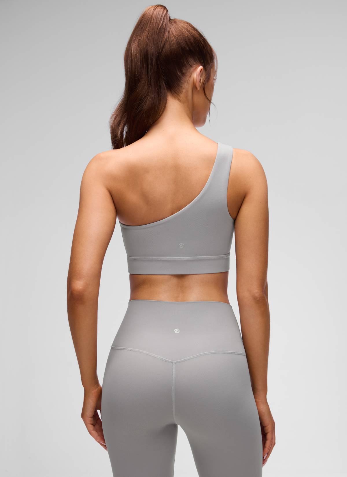 CRZ YOGA Butterluxe Womens One Shoulder Sports Bra Asymmetrical Padded Gull Gray @model_info:H220