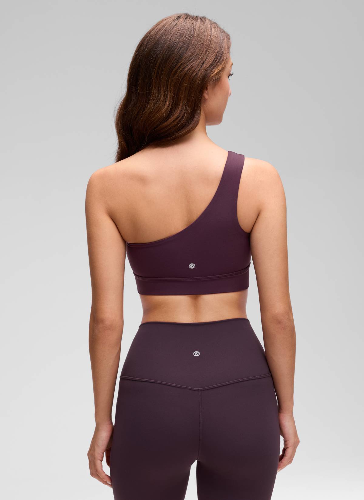 CRZ YOGA Butterluxe Womens One Shoulder Sports Bra Asymmetrical Padded Deep Purple @model_info:Inga