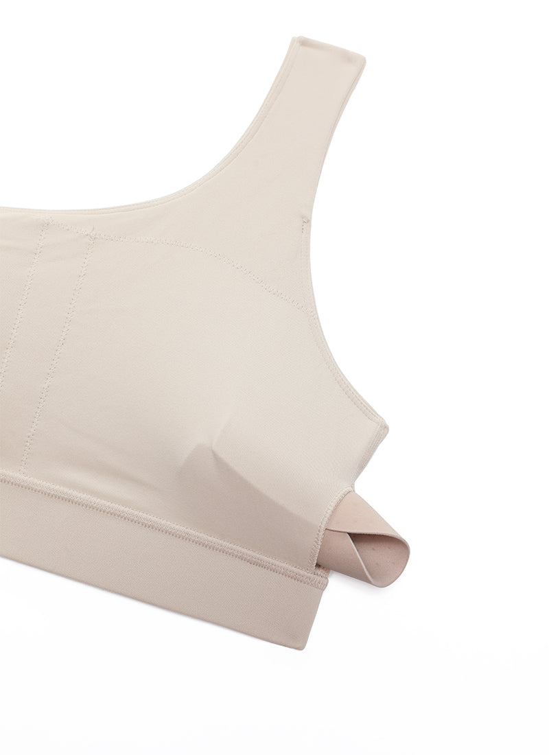 CRZ YOGA Butterluxe Womens One Shoulder Sports Bra Asymmetrical Padded Mojave Tan @model_info:L
