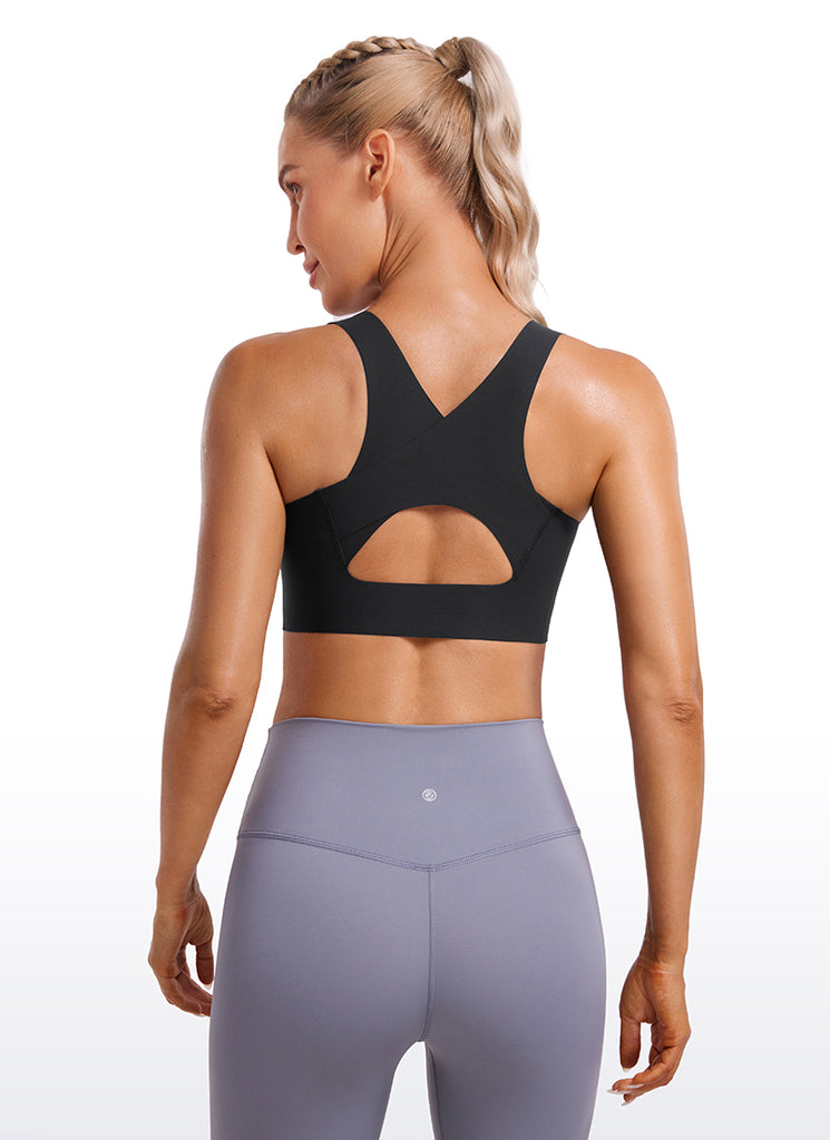 CRZ YOGA Womens U Neck High Impact Training Sports Bra Racerback True Navy