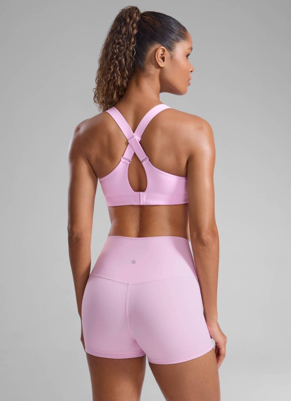 CRZ YOGA Womens Zip Front High Impact Sport Bra with Adjustable Straps Vita Pink