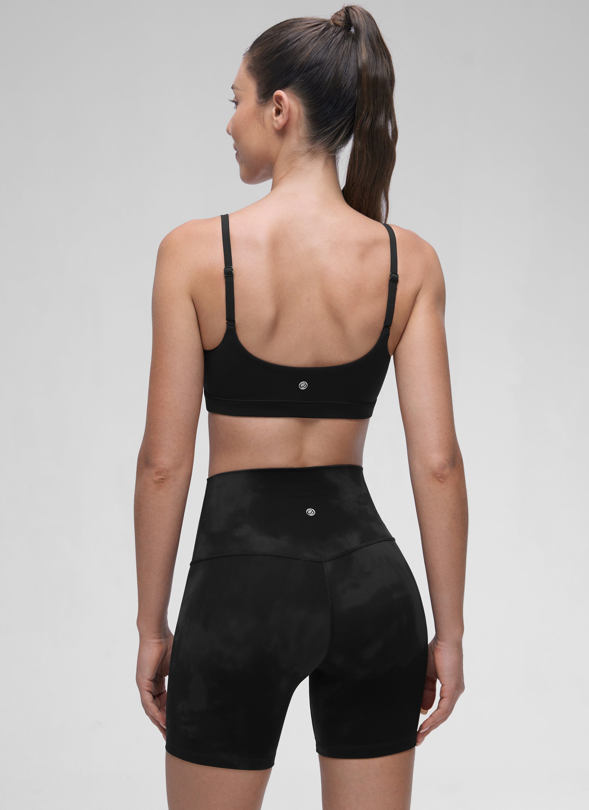 CRZ YOGA Womens Butterluxe Adjustable Spaghetti Strap Scoop Neck Bra Black