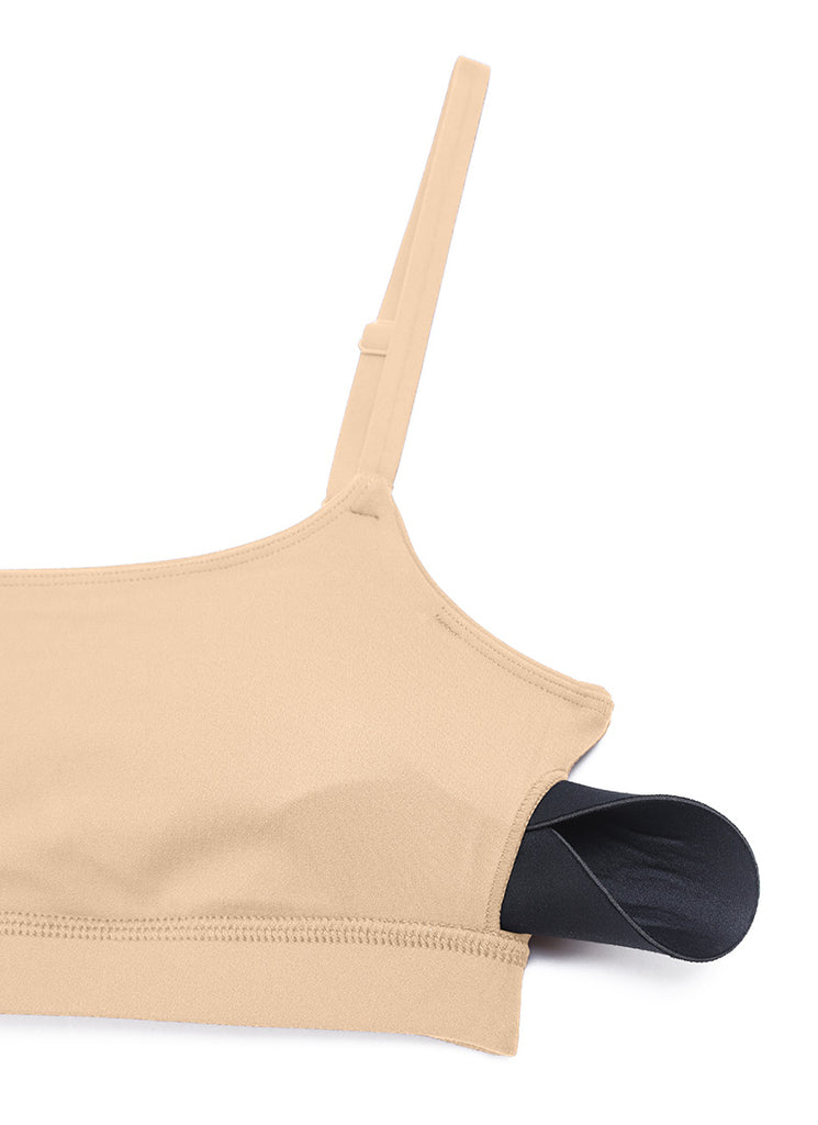 CRZ YOGA Womens Butterluxe Adjustable Spaghetti Strap Scoop Neck Bra Tan Milkshake