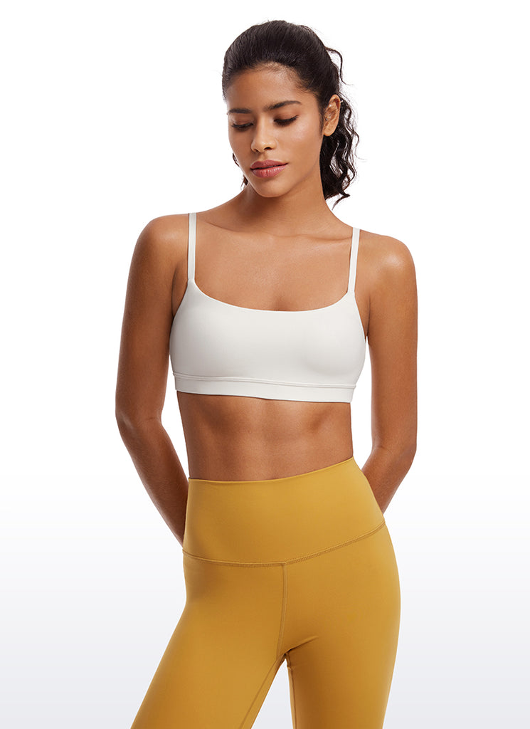 CRZ YOGA Womens Butterluxe Adjustable Spaghetti Strap Scoop Neck Bra Pink Peony