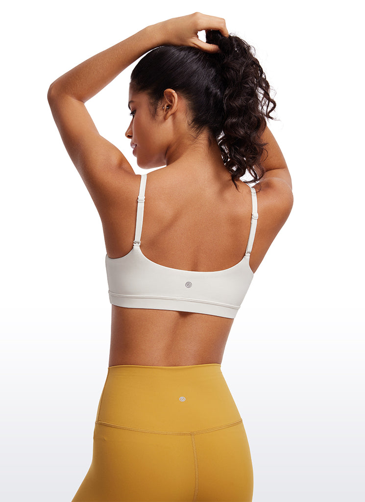 CRZ YOGA Womens Butterluxe Adjustable Spaghetti Strap Scoop Neck Bra Pink Peony