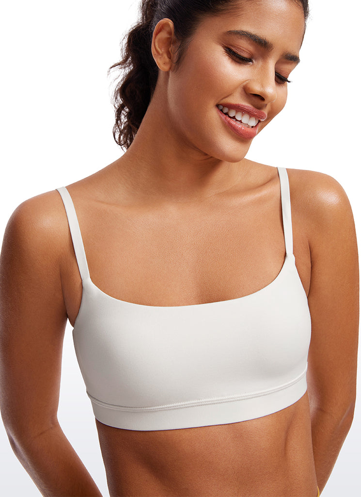 CRZ YOGA Womens Butterluxe Adjustable Spaghetti Strap Scoop Neck Bra Pink Peony