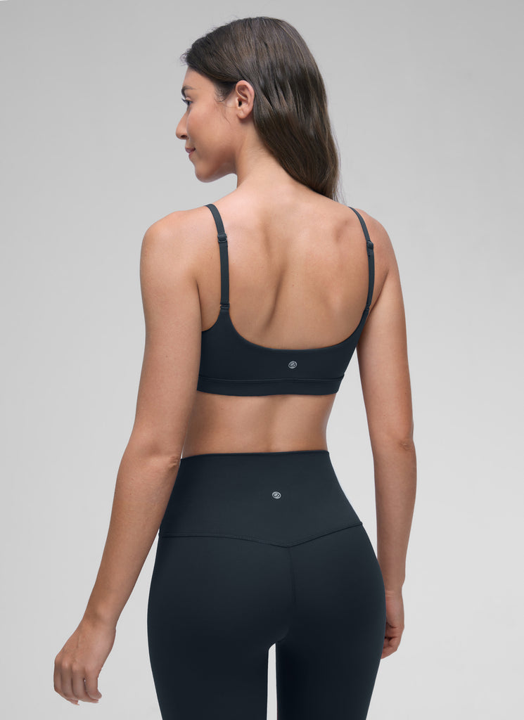 CRZ YOGA Womens Butterluxe Adjustable Spaghetti Strap Scoop Neck Bra Deep Purple