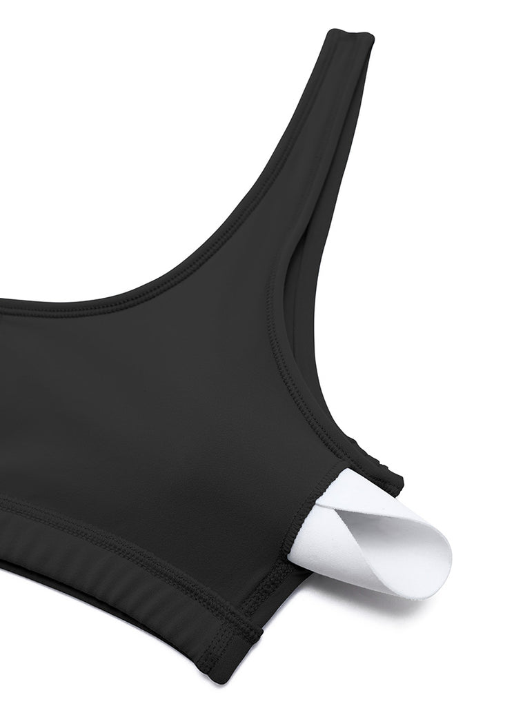 CRZ YOGA Women Butterluxe Scoop Neck Cami Padded Mini Bra Black