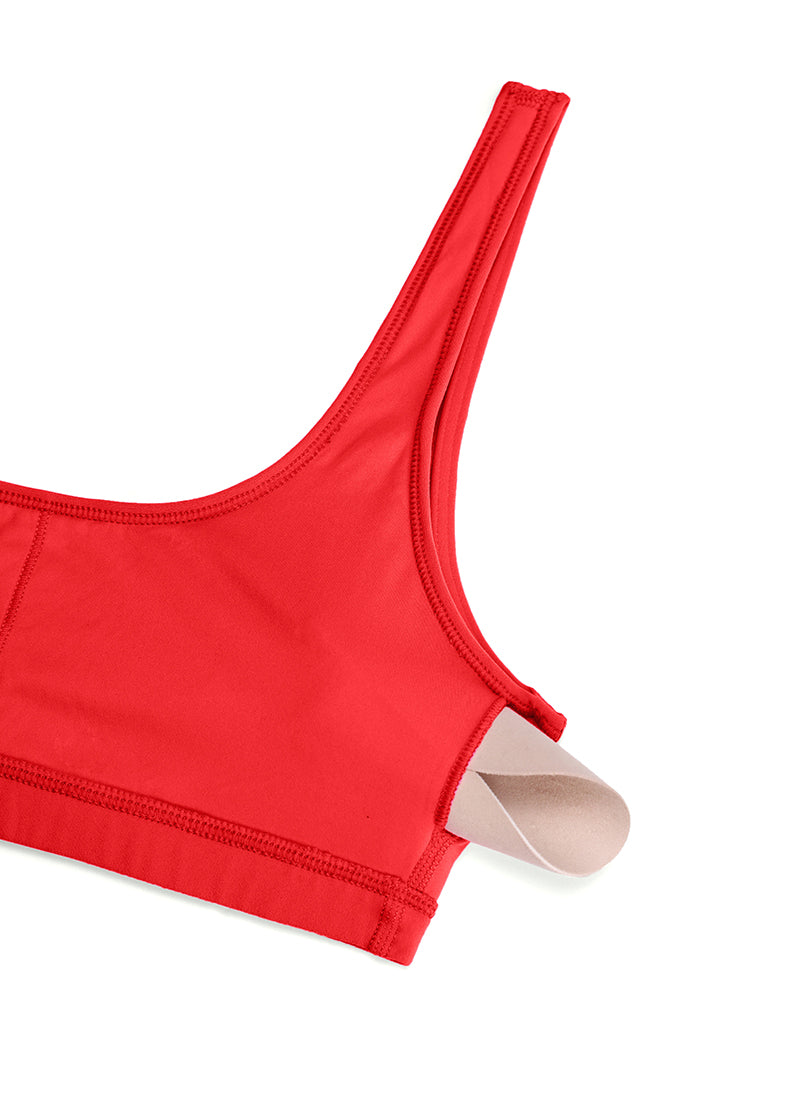 CRZ YOGA Women Butterluxe Scoop Neck Cami Padded Mini Bra Deep Red
