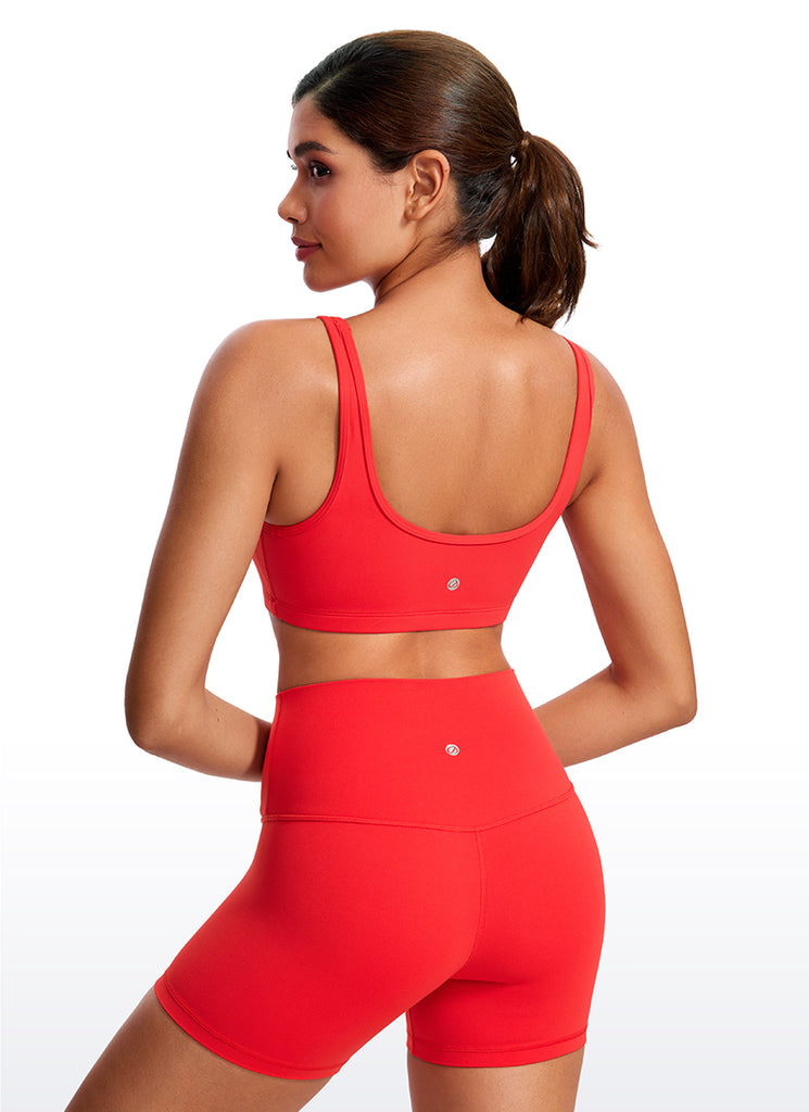 CRZ YOGA Women Butterluxe Scoop Neck Cami Padded Mini Bra Deep Red