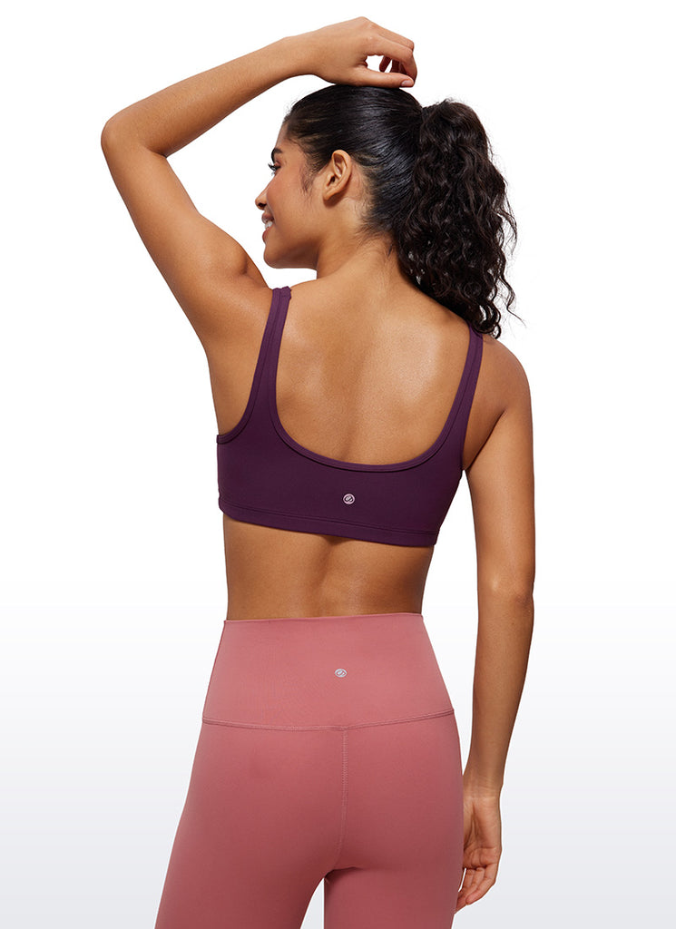 CRZ YOGA Women Butterluxe Scoop Neck Cami Padded Mini Bra Deep Purple