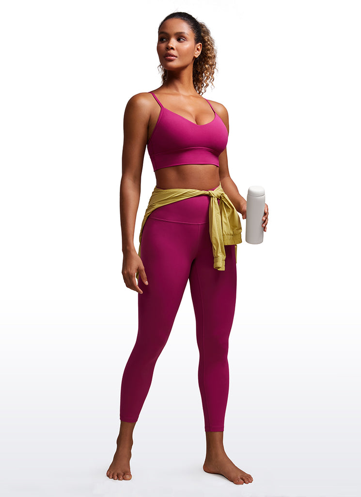 CRZ YOGA Butterluxe Womens V Neck Longline Camisole Workout Sports Bra Magenta Purple