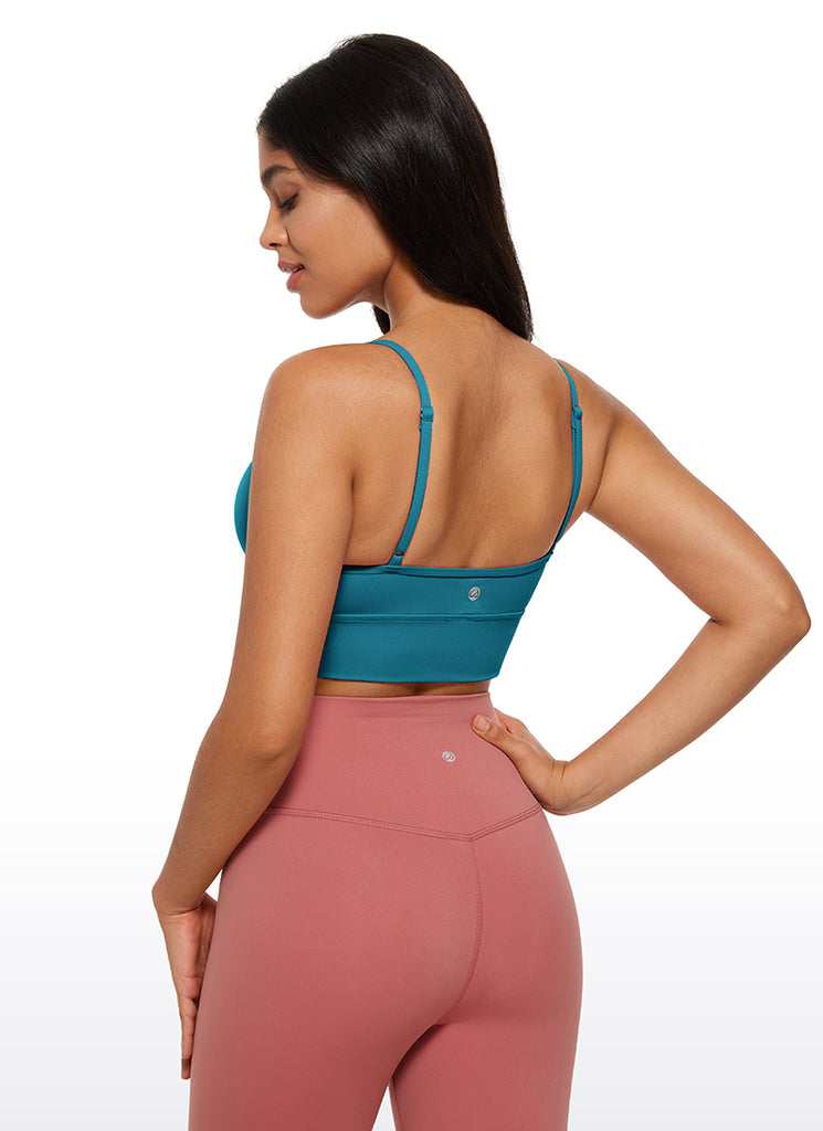 CRZ YOGA Butterluxe Womens V Neck Longline Camisole Workout Sports Bra Magenta Purple