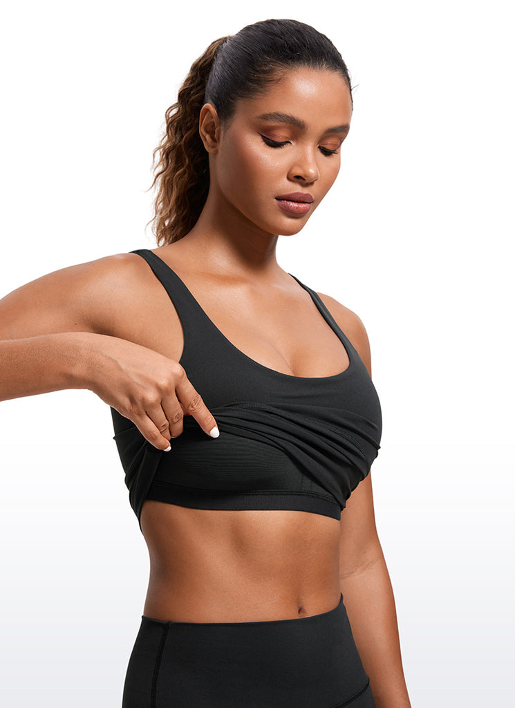 CRZ YOGA Women's Tight Fit Tops Butterluxe Built-in Bra U Back Tank Black