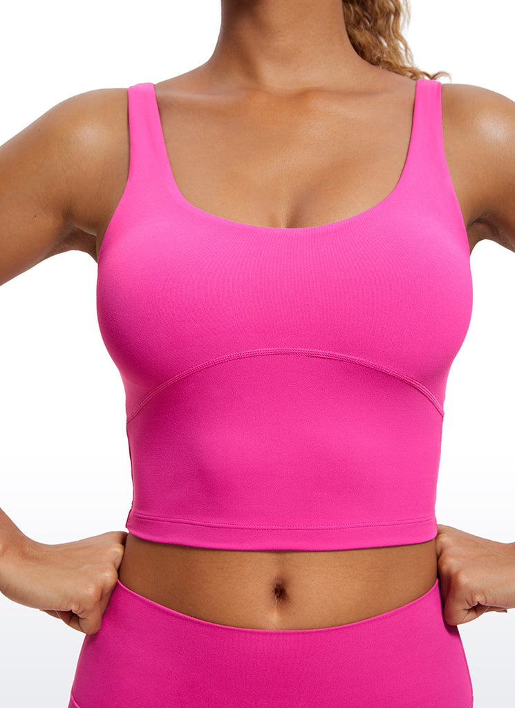 CRZ YOGA Women's Tight Fit Tops Butterluxe Built-in Bra U Back Tank Hibiscus Purple