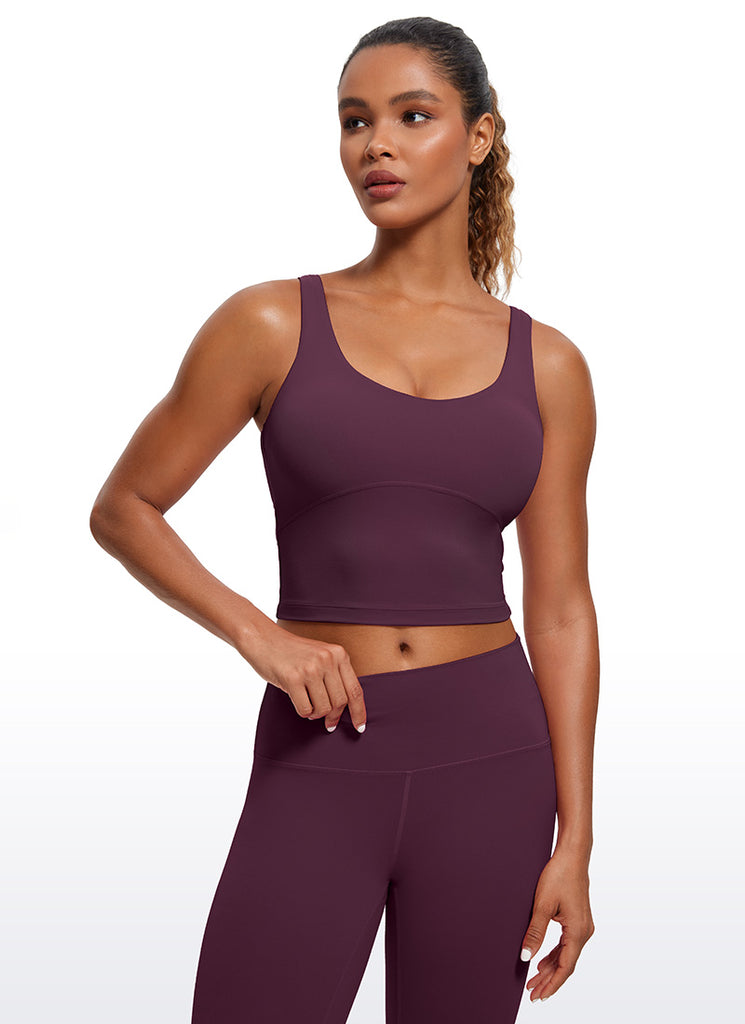 CRZ YOGA Women's Tight Fit Tops Butterluxe Built-in Bra U Back Tank Hibiscus Purple