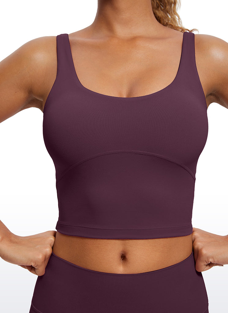 CRZ YOGA Women's Tight Fit Tops Butterluxe Built-in Bra U Back Tank Hibiscus Purple