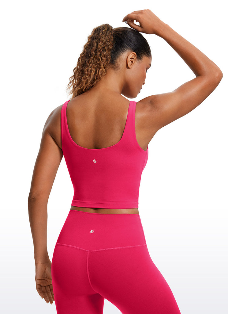 CRZ YOGA Women's Tight Fit Tops Butterluxe Built-in Bra U Back Tank Pure Blue