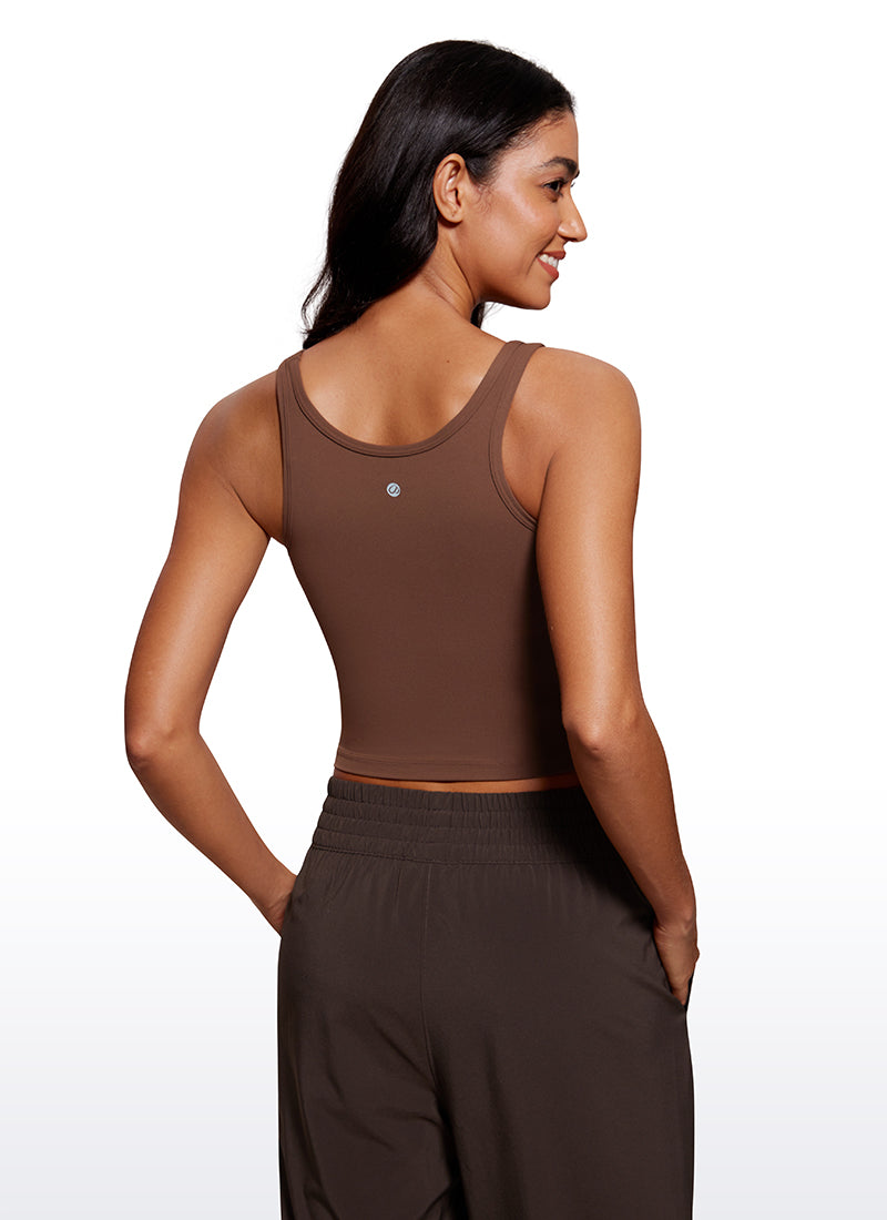 CRZ YOGA Women's Yoga Butterluxe Tight Fit Tank Tops Racerback Coffee Brown @model_info:Mariana