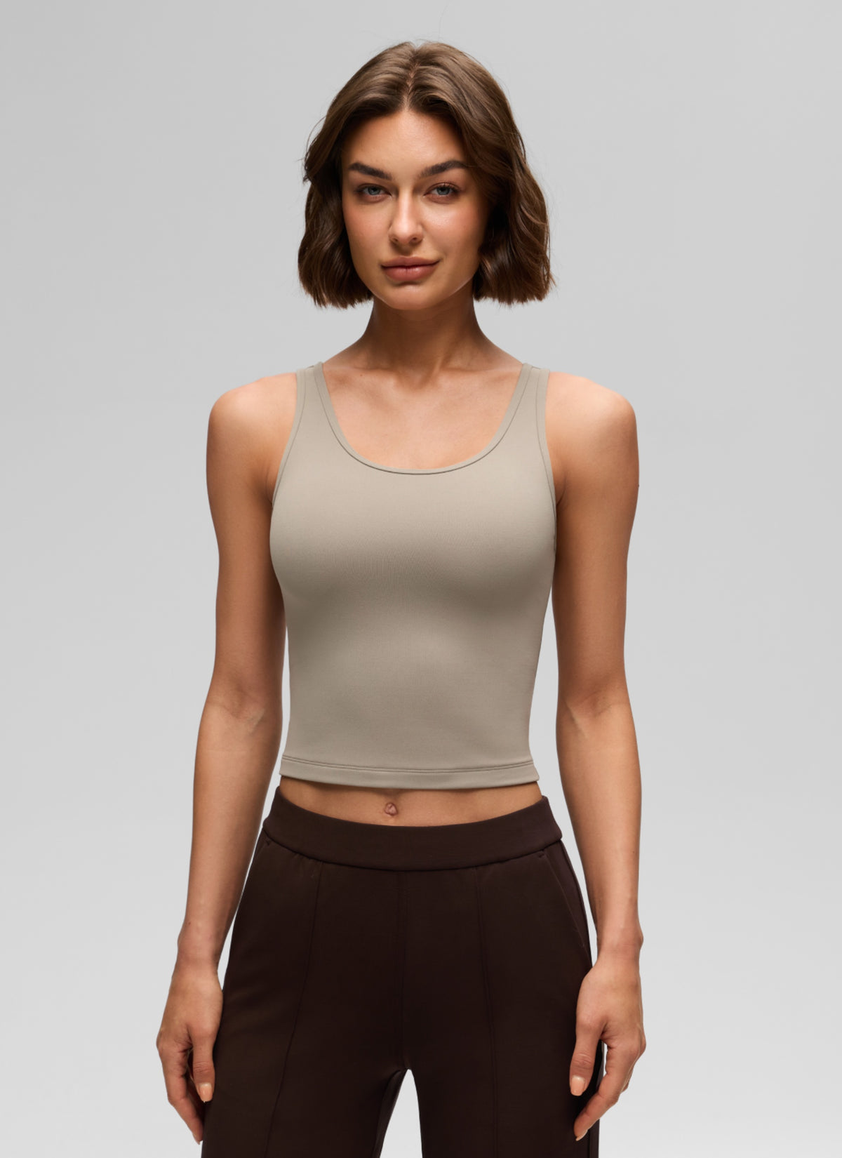 CRZ YOGA Women's Yoga Butterluxe Tight Fit Tank Tops Racerback Warm Ash Grey @model_info:K