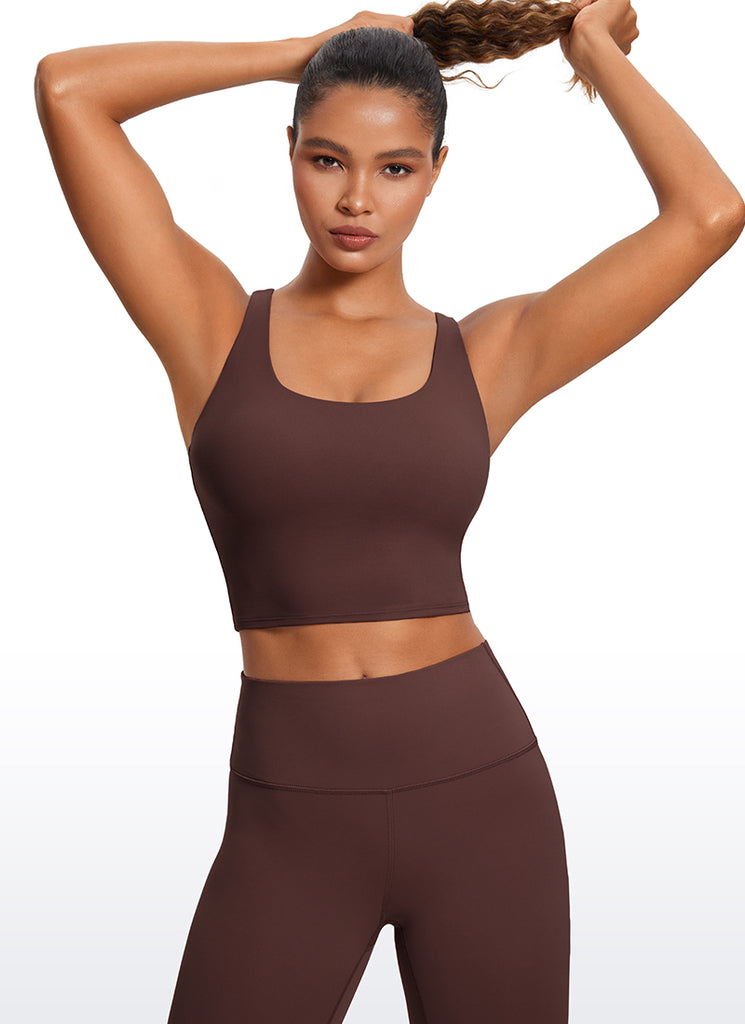 CRZ YOGA Womens Butterluxe Strappy Longline Criss Cross Sports Bra Olive Green