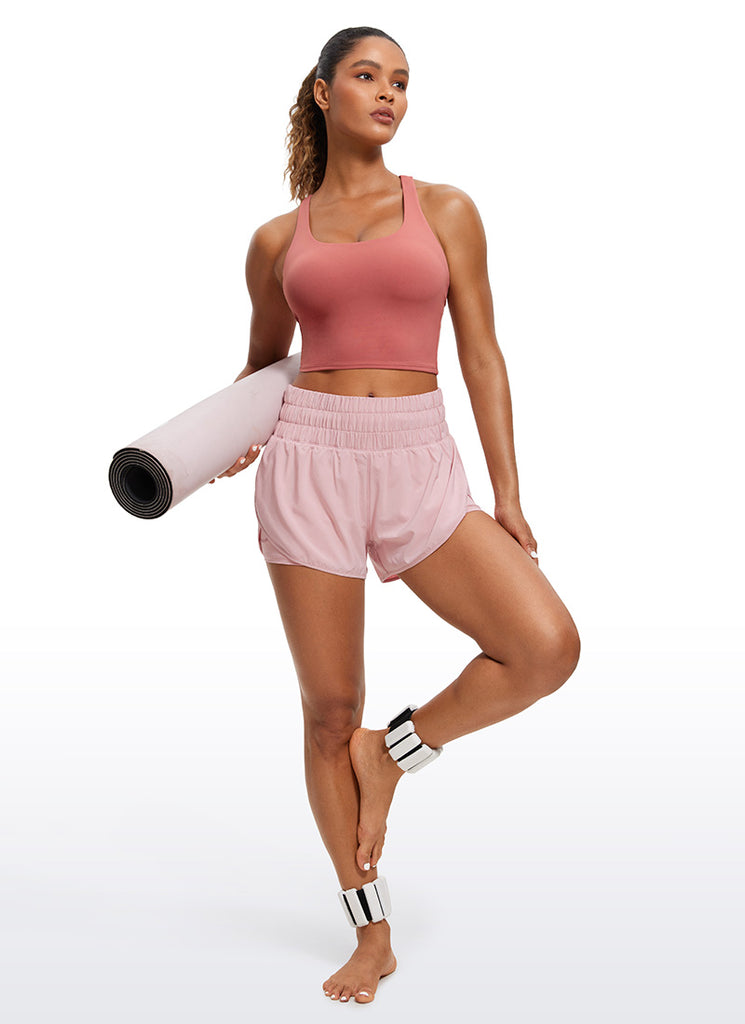 CRZ YOGA Womens Butterluxe Strappy Longline Criss Cross Sports Bra Briar Rose