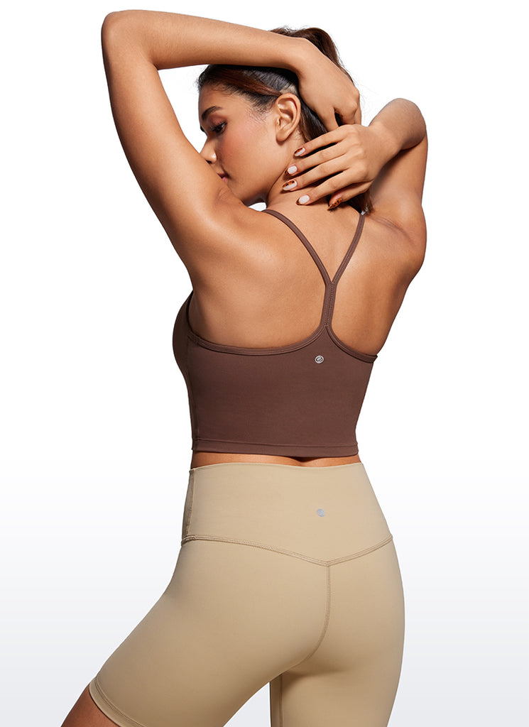 CRZ YOGA Womens Butterluxe Y Back Longline Sports Bras Crop Tank Top Deep Red