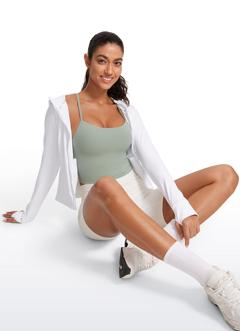 CRZ YOGA Womens Butterluxe Y Back Longline Sports Bras Crop Tank Top Green Palm Court